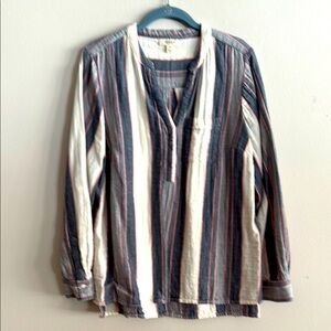 Style & Co Pink and Gray Striped Top